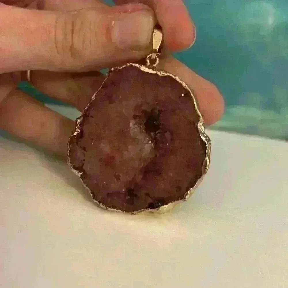Magenta and Gold Genuine Stone Druzy - Picture 2 of 8